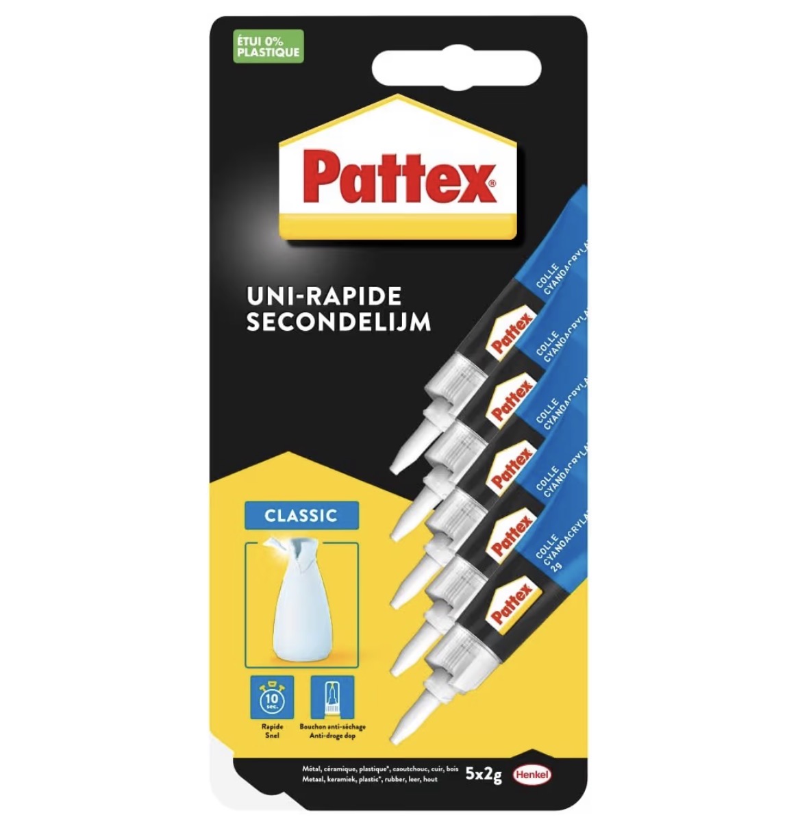 Pattex Colla Cianoacrilata Multiuso confezione da 5 tubetti