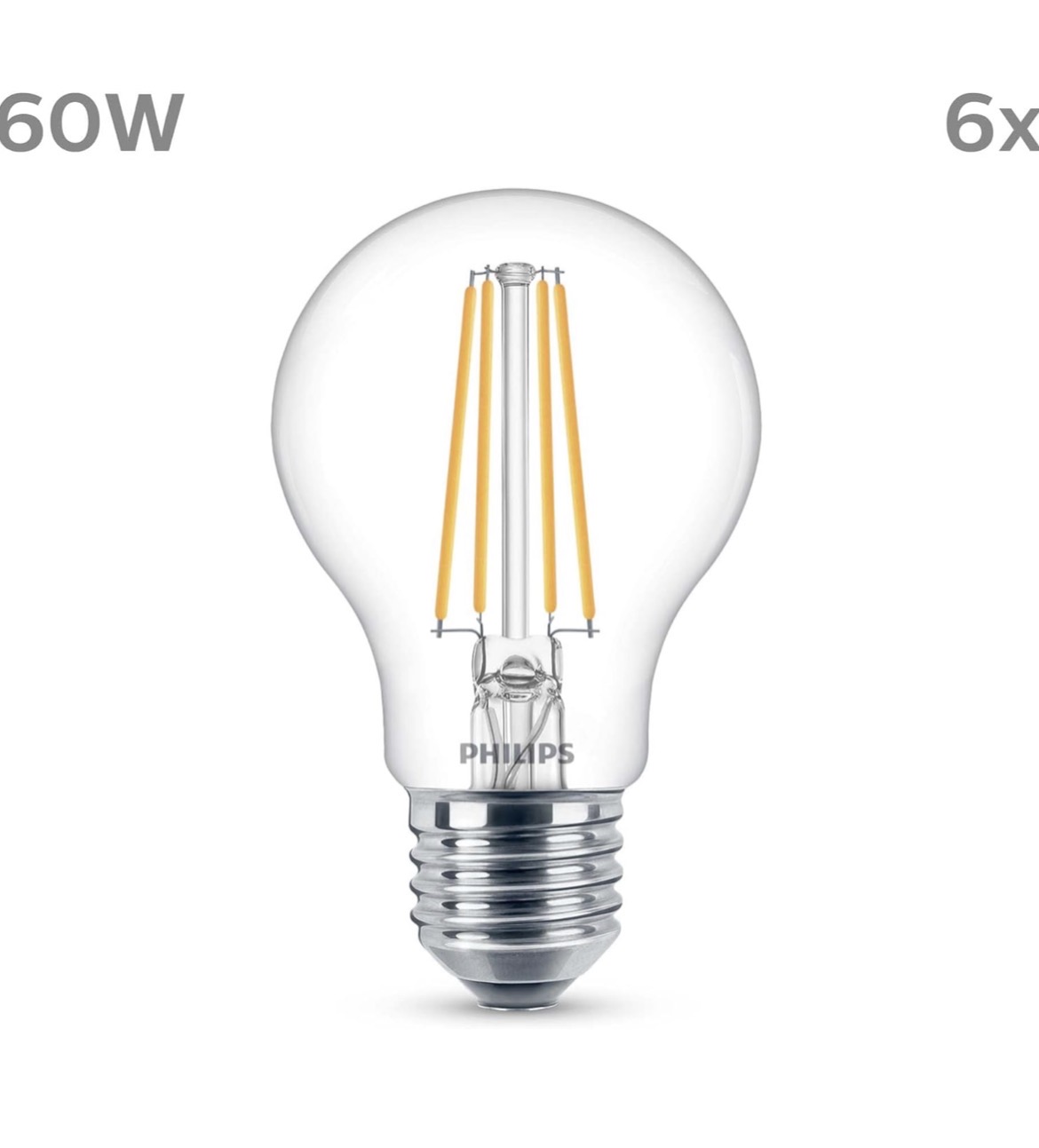 Philips LED Lampadina - Cool White 60W E27- 6 Pezzi - immagine 2