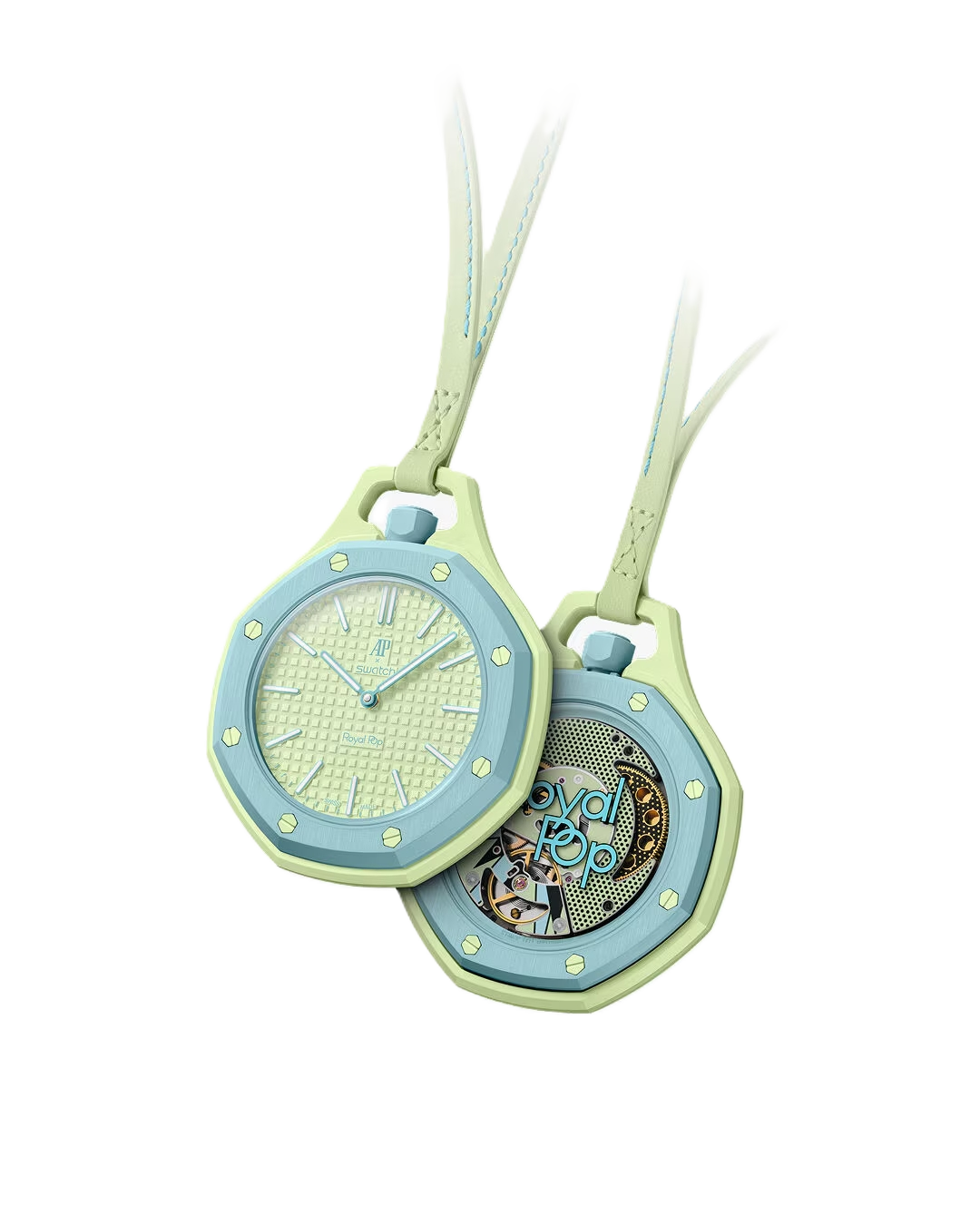 Swatch x Audemars Piguet Royal Pop Blaue Acht SSX03L101N orologio verde lime e azzurro
