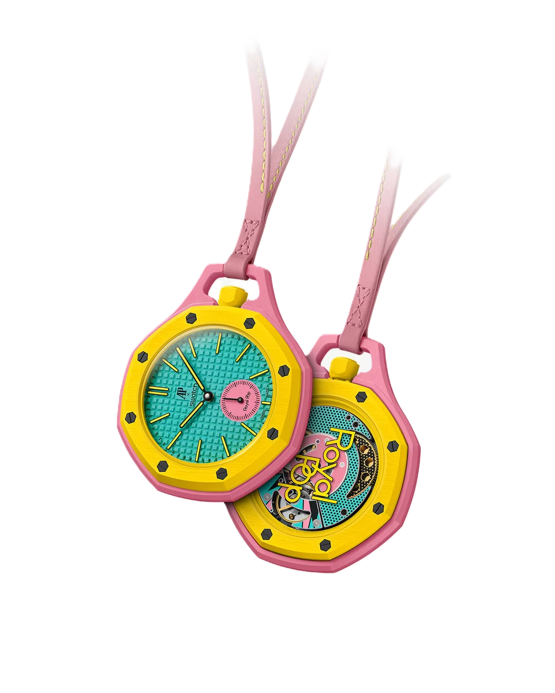 Swatch x Audemars Piguet Royal Pop OTG ROZ SSX03J100N orologio verde acqua e giallo