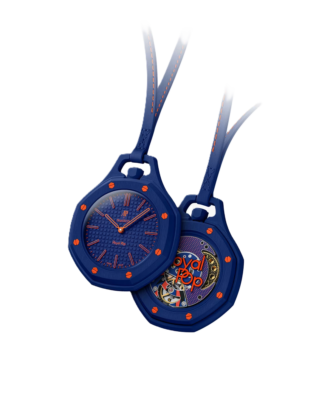Swatch x Audemars Piguet Royal Pop Orenji Hachi SSX03L103N orologio navy e arancione